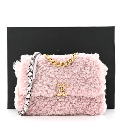 Chanel Shearling Sheepskin Medium Chanel 19 Flap Light Pink 11 of 11