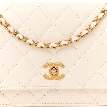 Chanel Lambskin Quilted CC Pearl Crush Wallet on Chain WOC White 16 of 25