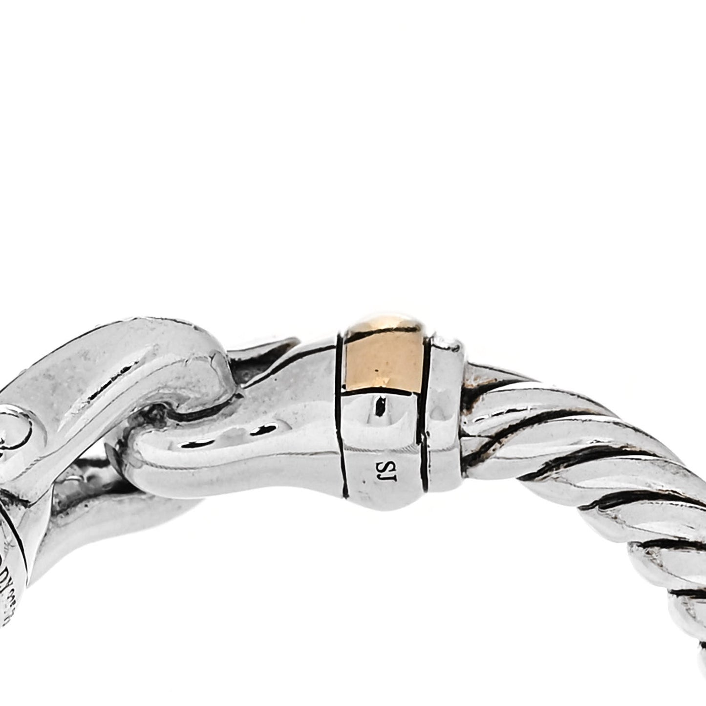 Sterling Silver 18K Yellow Gold Diamond Petite Buckle Ring 54 6.75