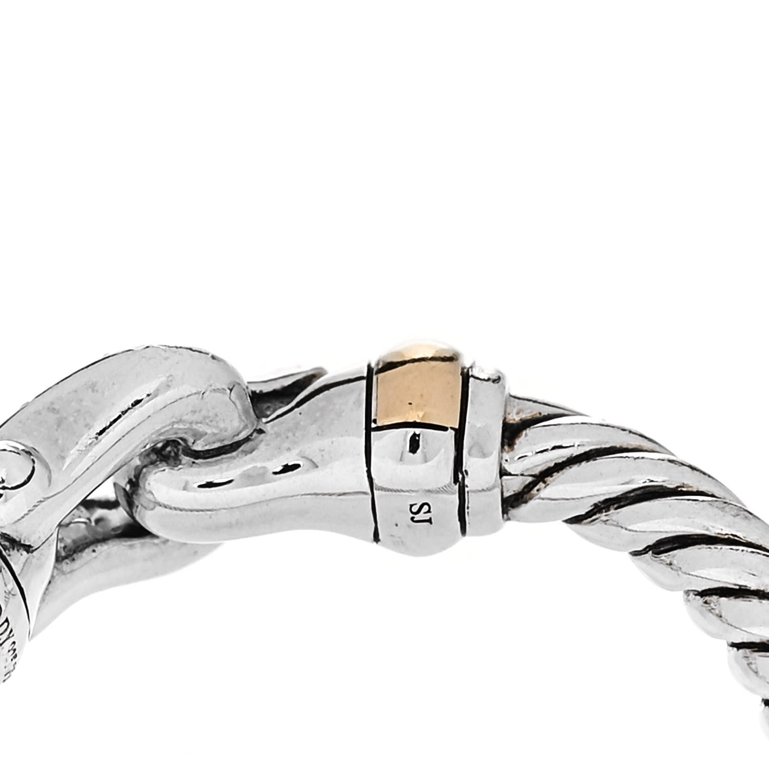 David Yurman Sterling Silver 18K Yellow Gold Diamond Petite Buckle Ring 54 6.75 5 of 5