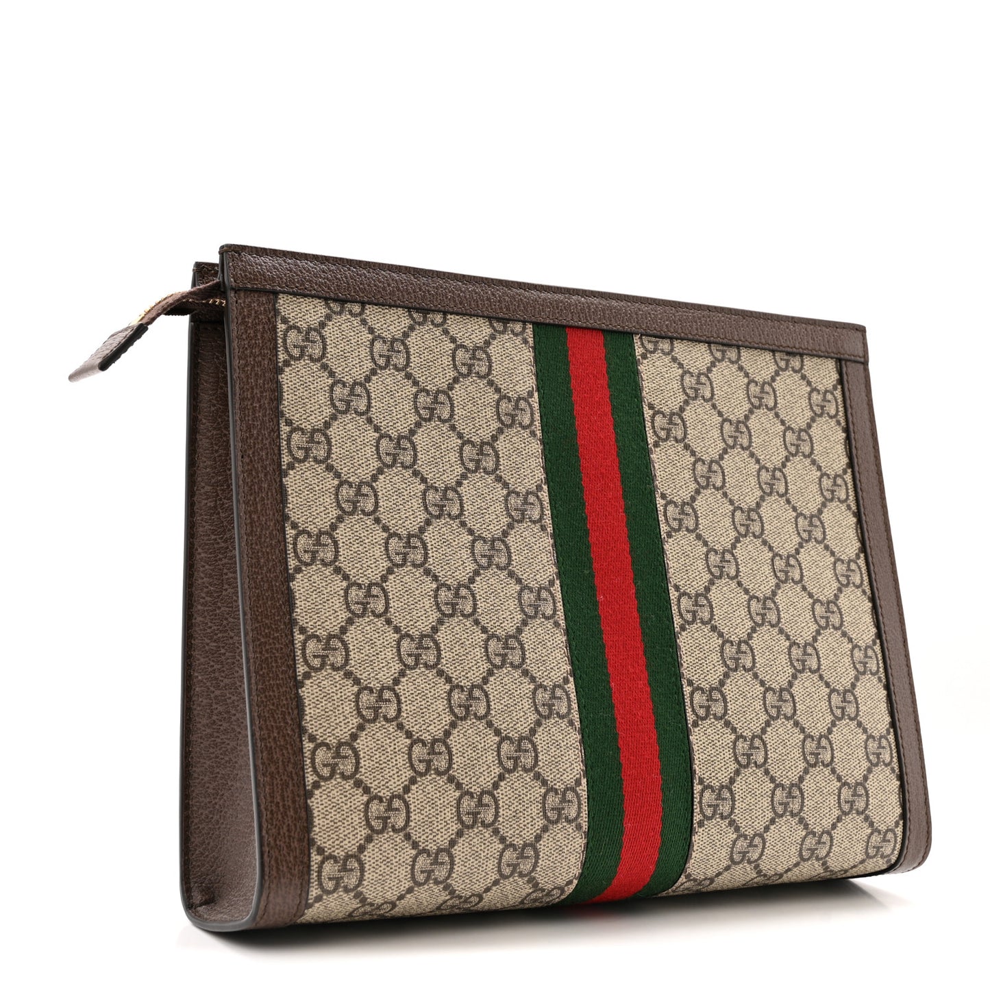 GG Supreme Monogram Web Ophidia Pouch Brown
