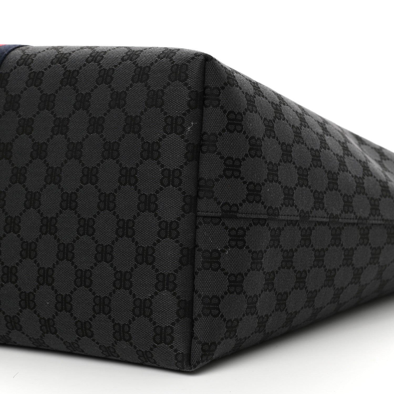 Gucci X BALENCIAGA BB Monogram Web Large Ophidia Shopping Tote Black 10 of 11