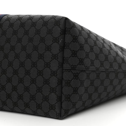 Gucci X BALENCIAGA BB Monogram Web Large Ophidia Shopping Tote Black 10 of 11