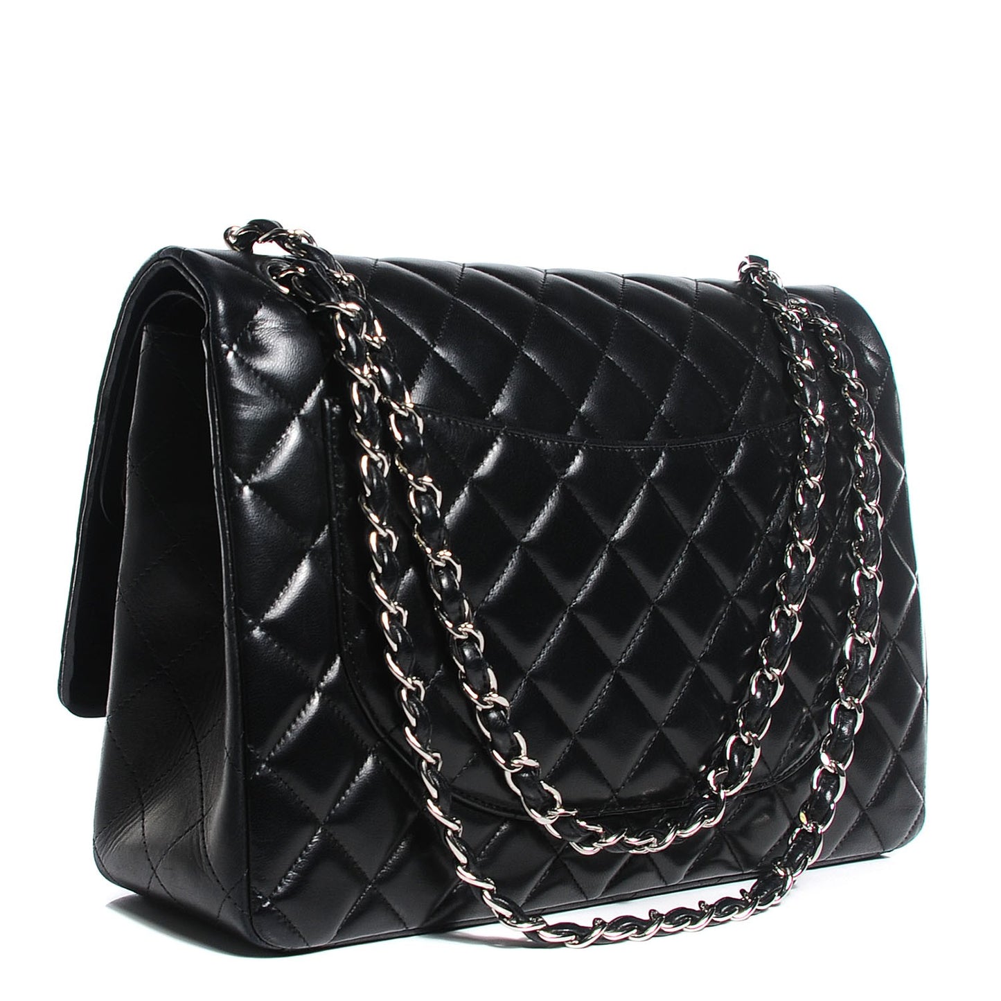 Lambskin Quilted Maxi Double Flap Black