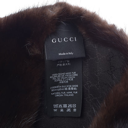 Gucci Mink Fur Monogram Shawl Scarf Dark Brown 5 of 5