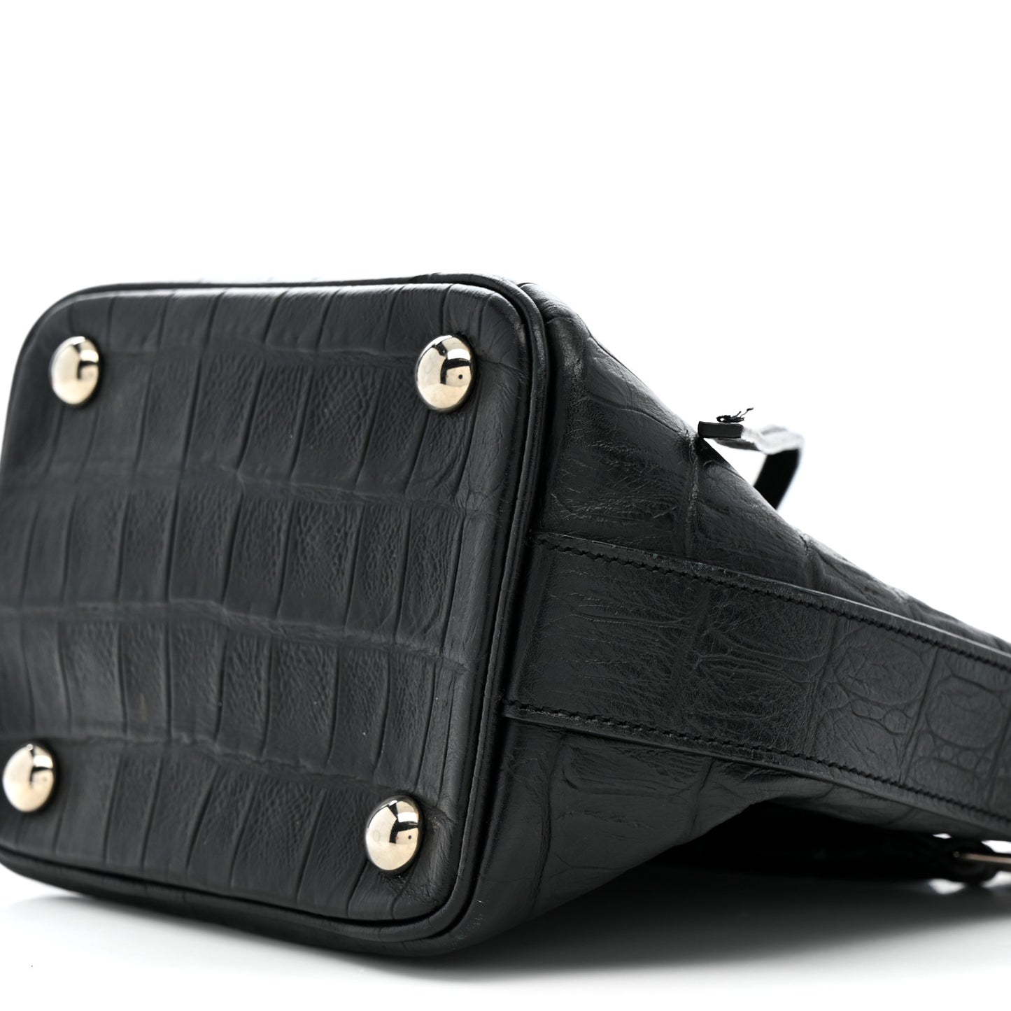 Calfskin Crocodile Embossed Small Emmanuelle Bucket Bag Black
