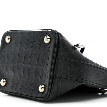 Saint Laurent Calfskin Crocodile Embossed Small Emmanuelle Bucket Bag Black 10 of 12
