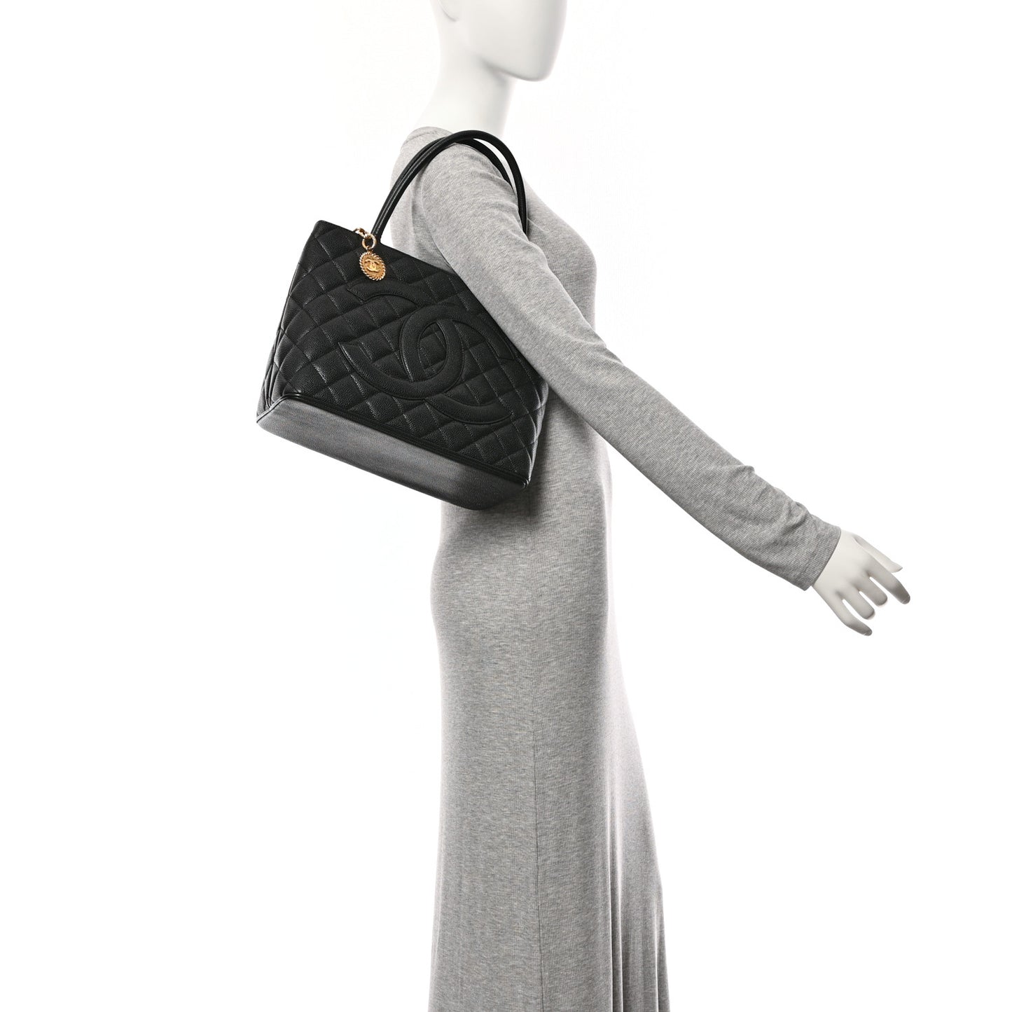 Caviar Quilted Medallion Tote Black