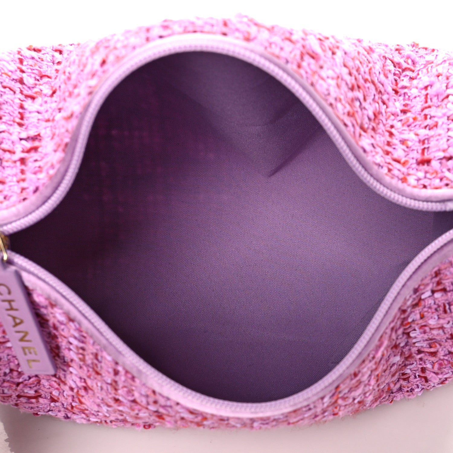 Chanel Tweed CC Thong Sandals 38.5 Light Purple Pink Red 9 of 11