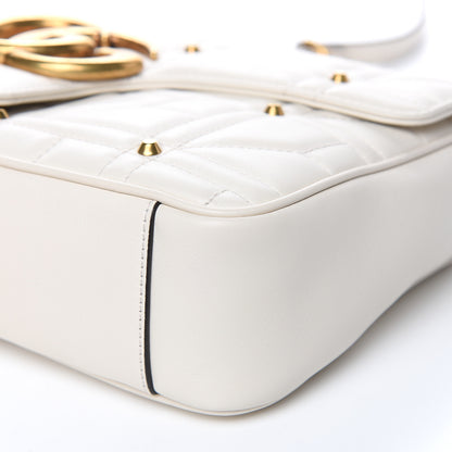 Gucci Calfskin Matelasse Studded Medium GG Marmont Shoulder Bag White 9 of 12