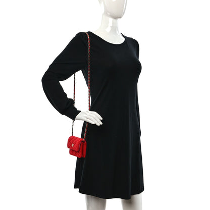 Chanel Jersey Quilted Micro Mini Flap Red 3 of 10