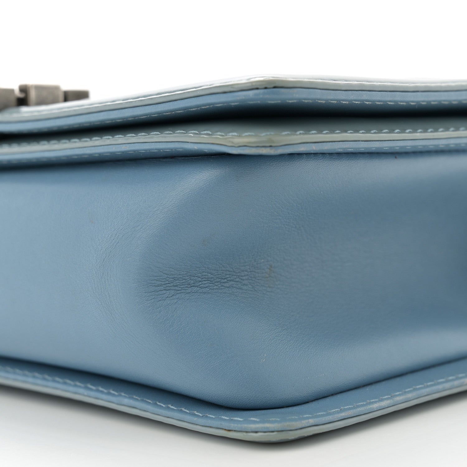 Chanel Patent Calfskin Medium Plexiglass Boy Flap Light Blue 10 of 16