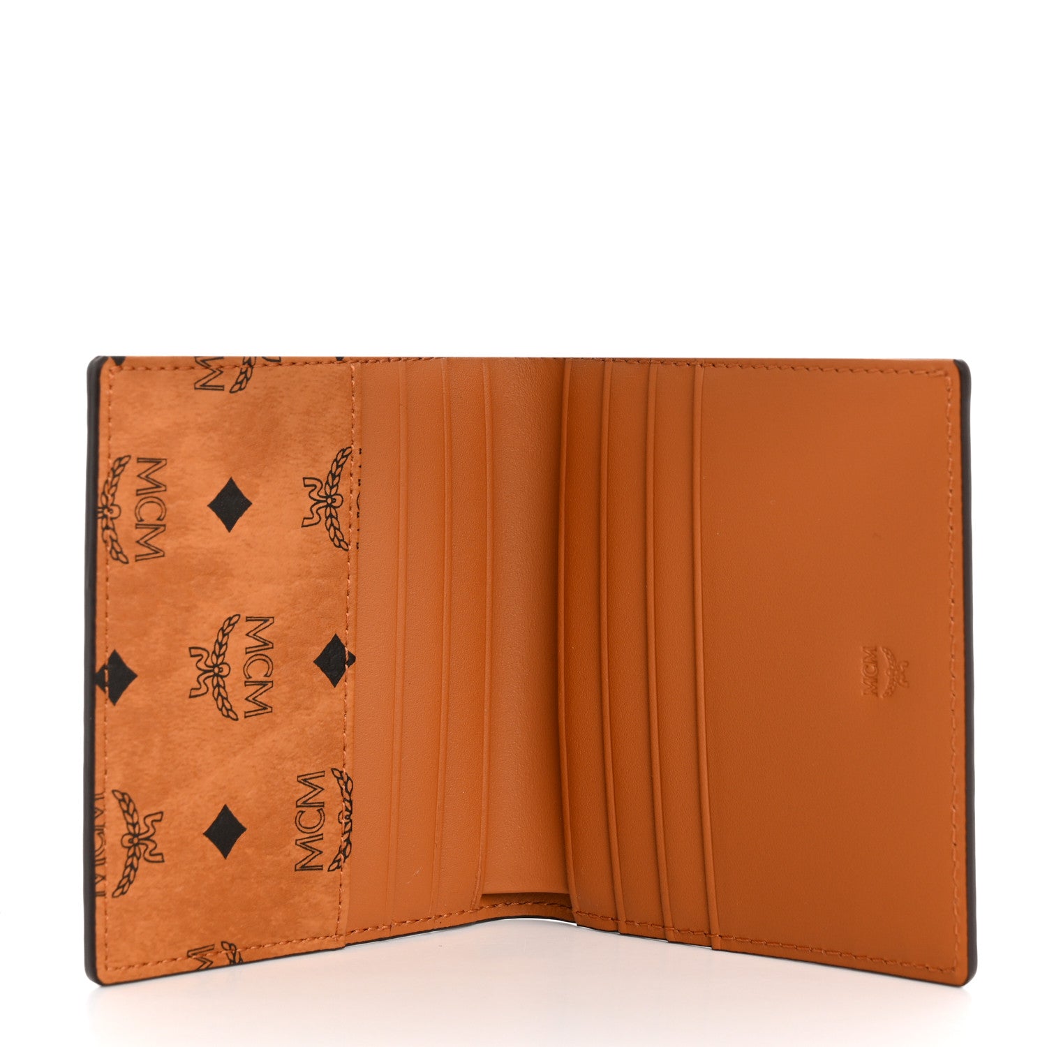 MCM Visetos Mini Bi-Fold Card Wallet Cognac 5 of 8