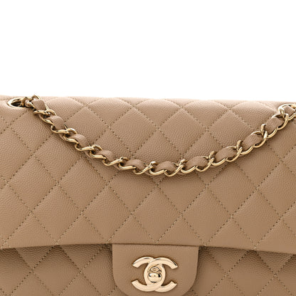 Chanel Caviar Quilted Medium Double Flap Dark Beige 8 of 10