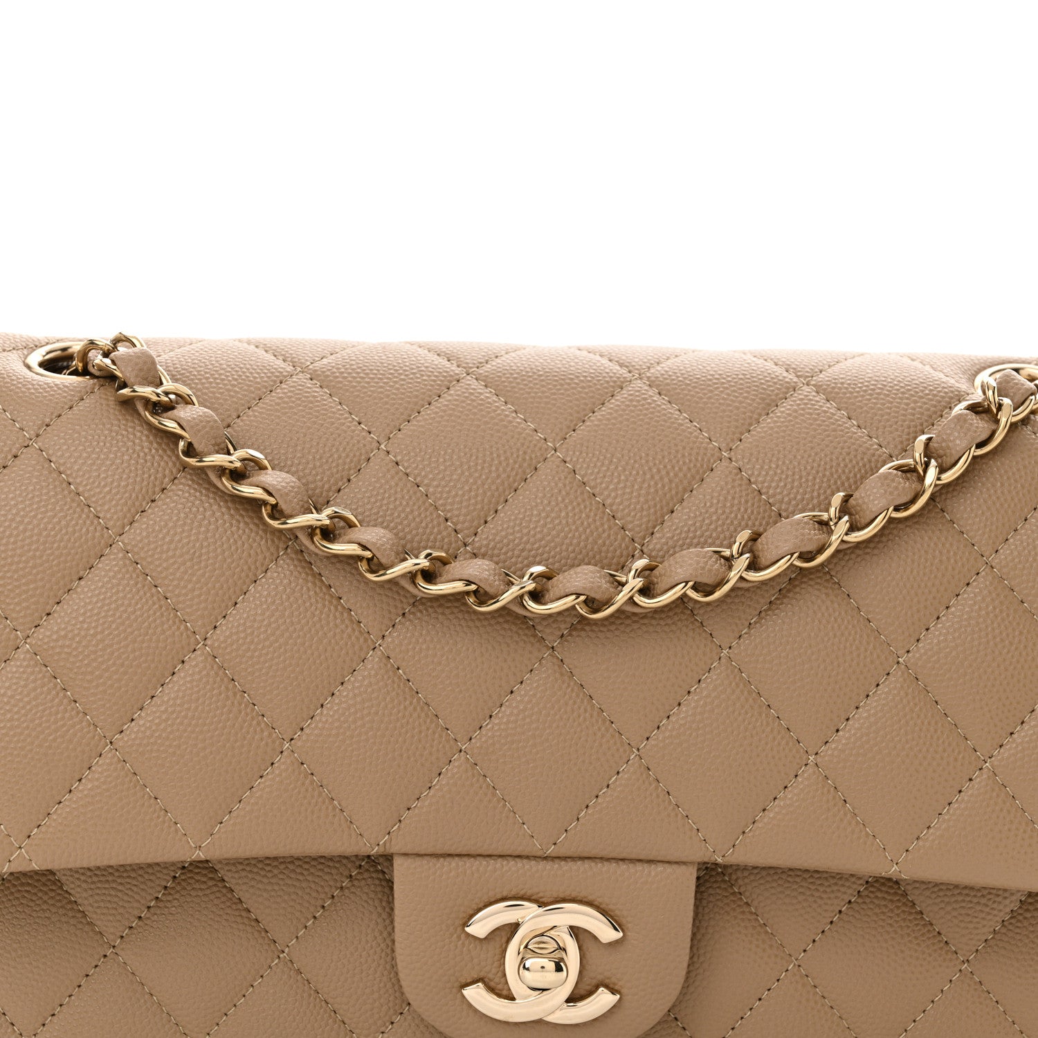 Chanel Caviar Quilted Medium Double Flap Dark Beige 8 of 10