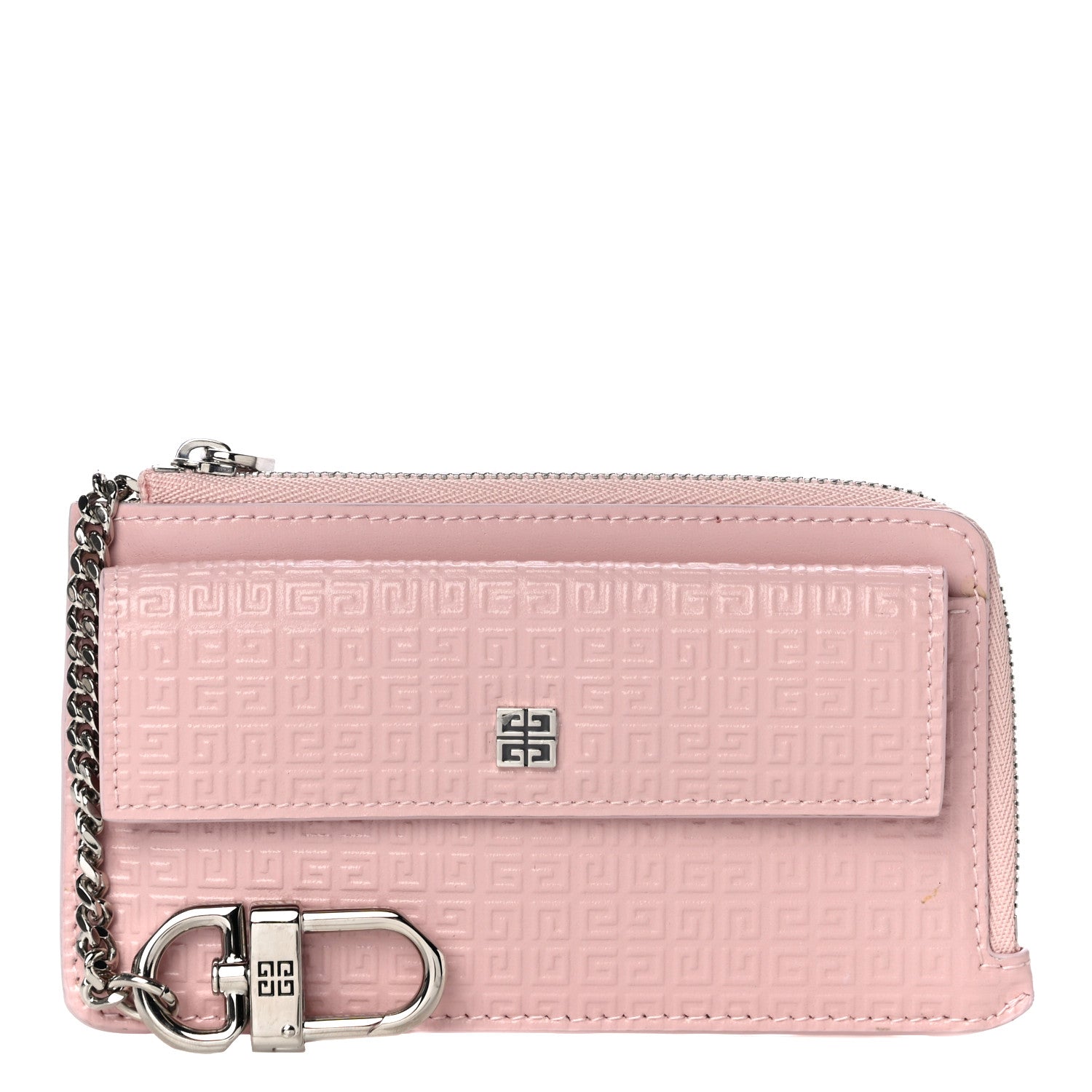 Givenchy Calfskin Embossed 4G Zip Card Holder Blush Pink 1 of 10
