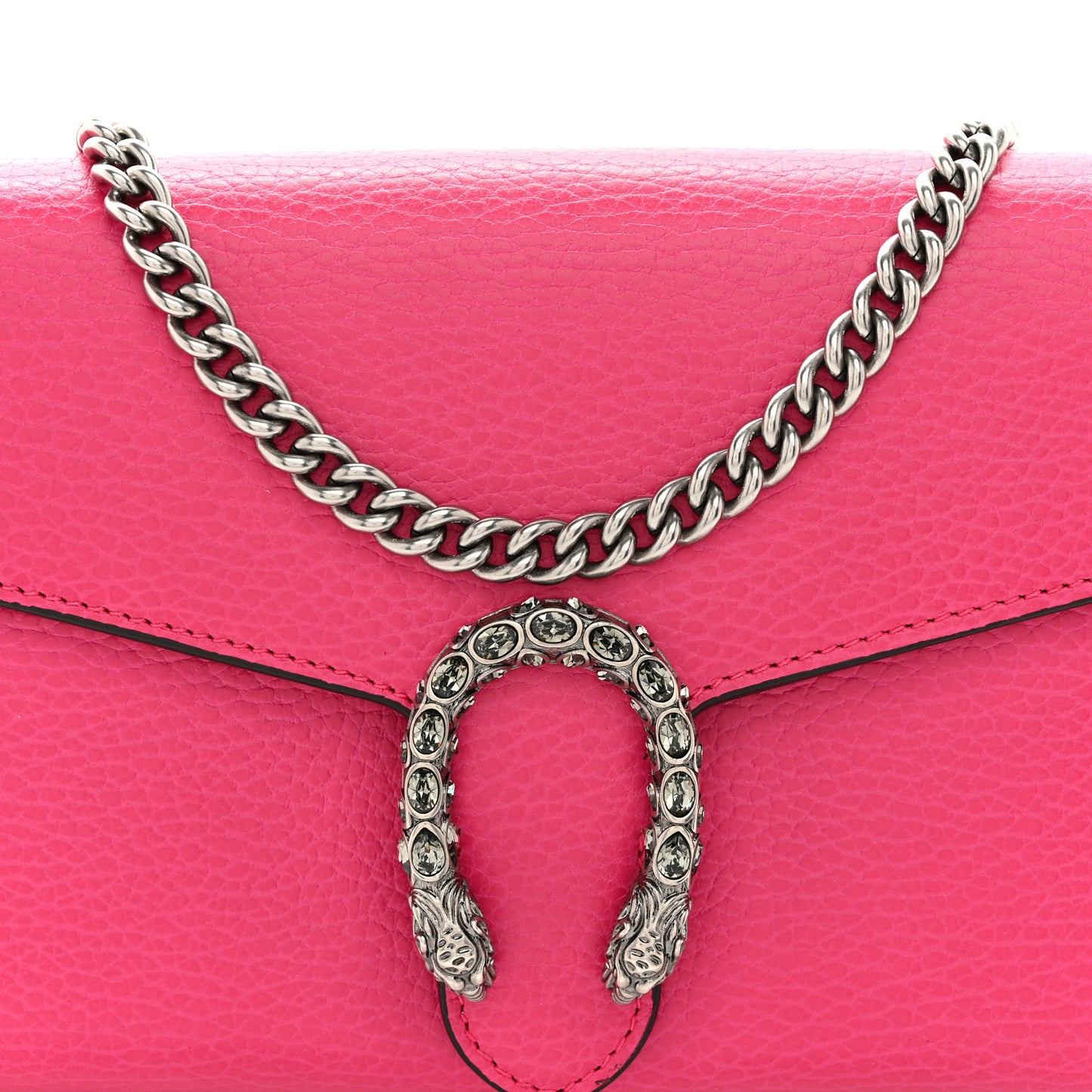Dollar Calfskin Crystal Mini Dionysus Chain Wallet Box Pink