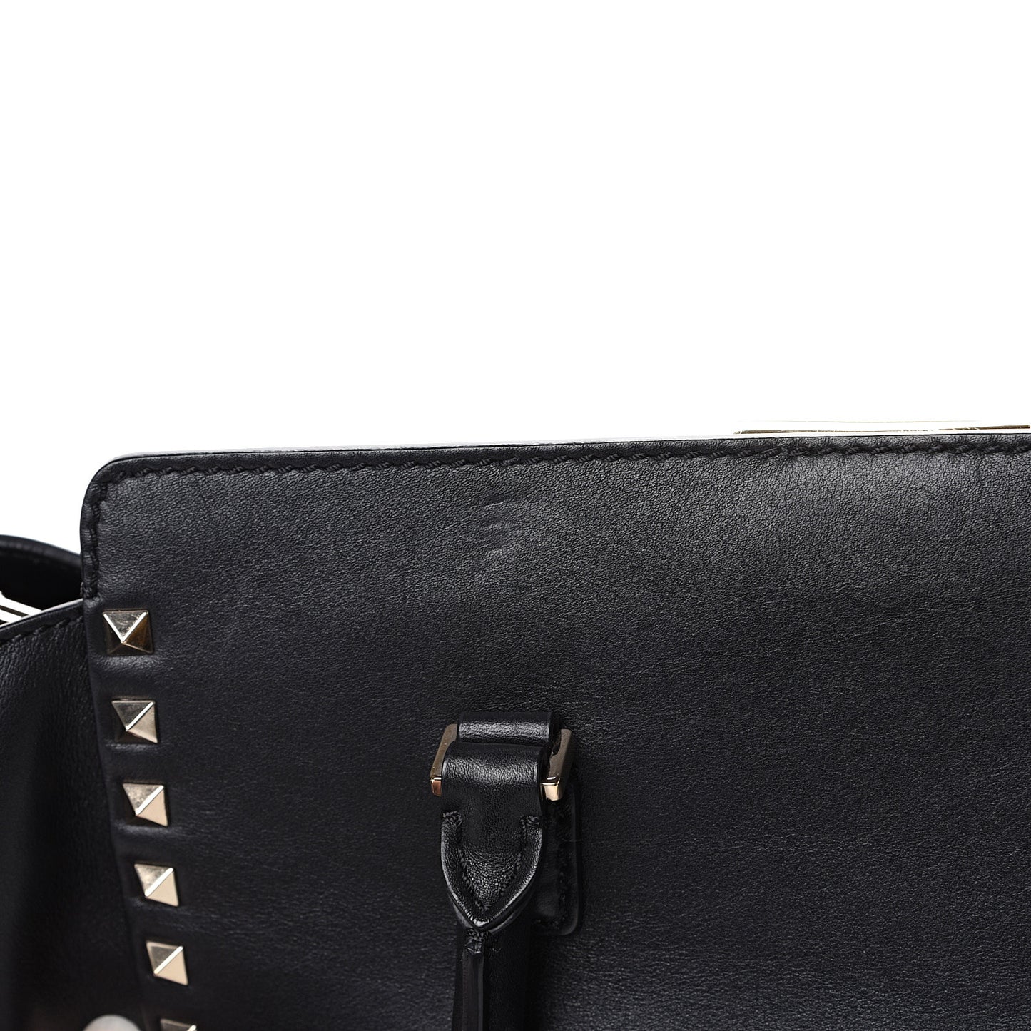 Vitello Rockstud Double Handle Tote Black