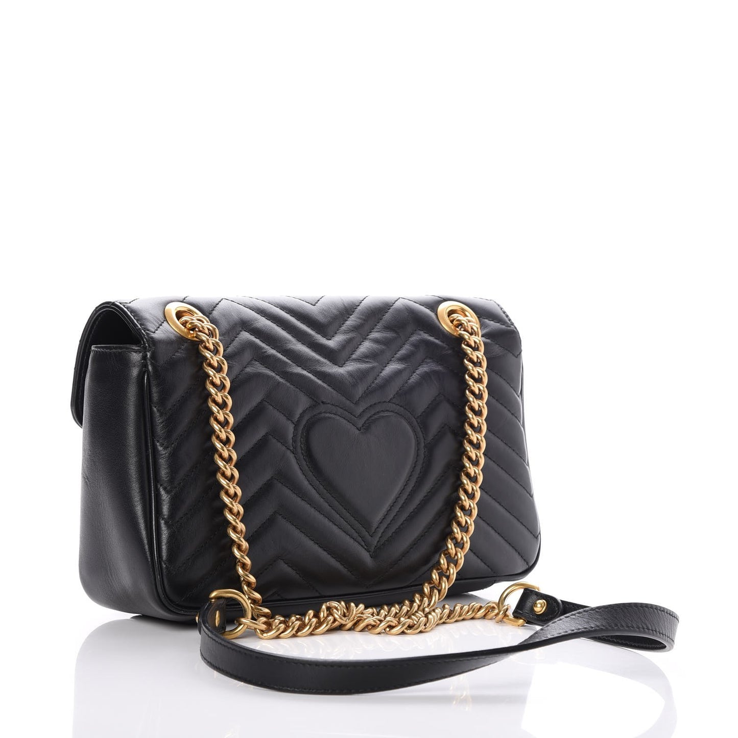 Calfskin Matelasse Small GG Marmont Shoulder Bag Black
