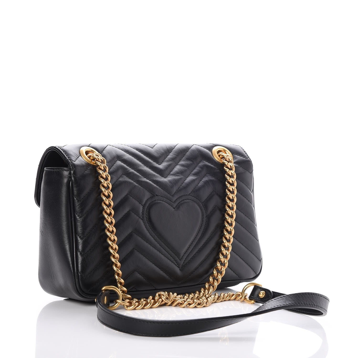 Gucci Calfskin Matelasse Small GG Marmont Shoulder Bag Black 3 of 7