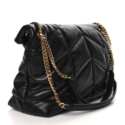 Saint Laurent Lambskin Quilted Medium Loulou Puffer Monogram Chain Satchel Black 2 of 9