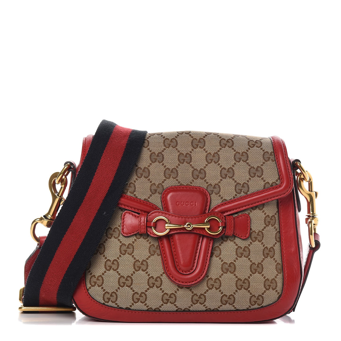 Monogram Ruinart Calfskin Medium Lady Web Shoulder Bag Beige Ebony Hibiscus Red