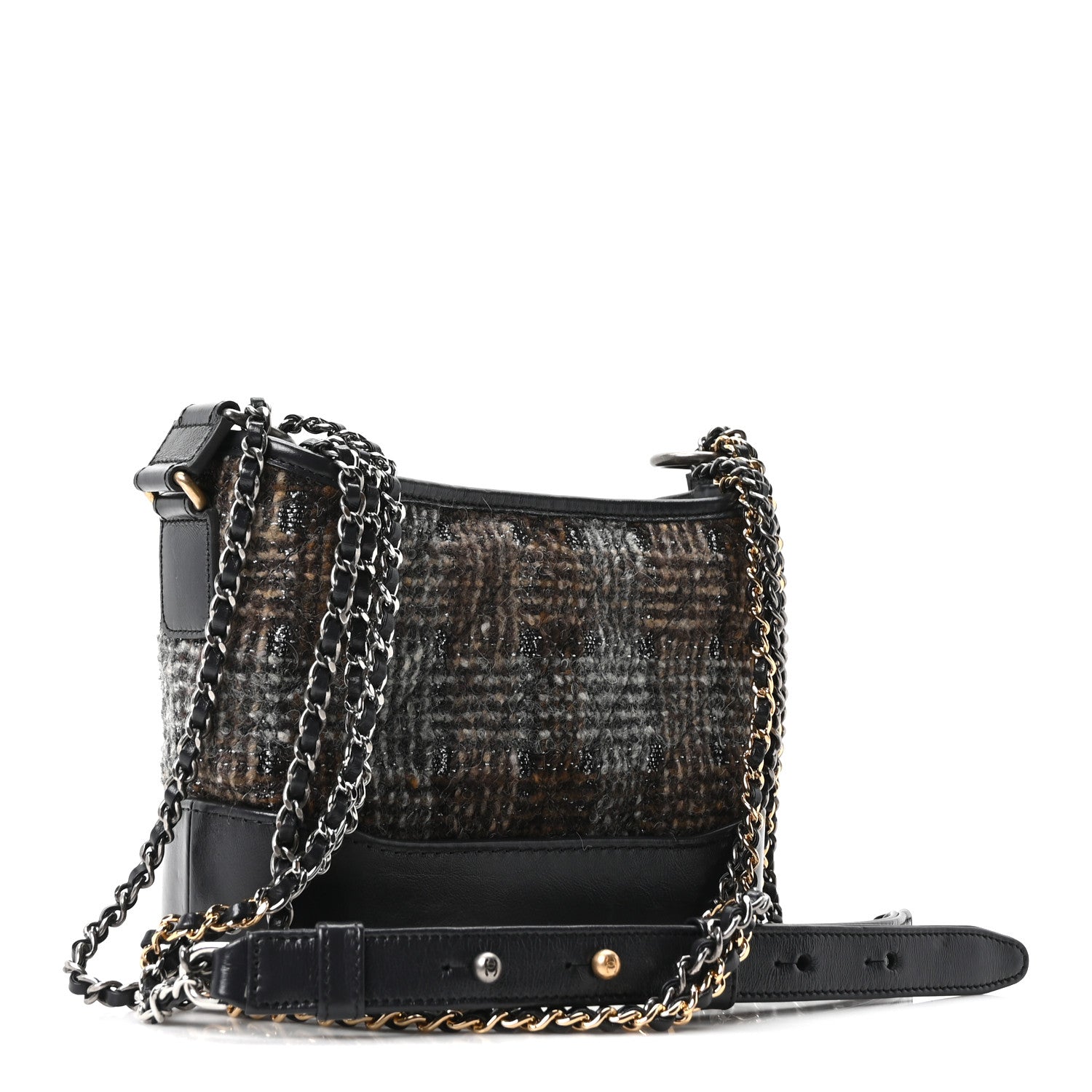 Chanel Tweed Calfskin Small Gabrielle Hobo Brown 3 of 10