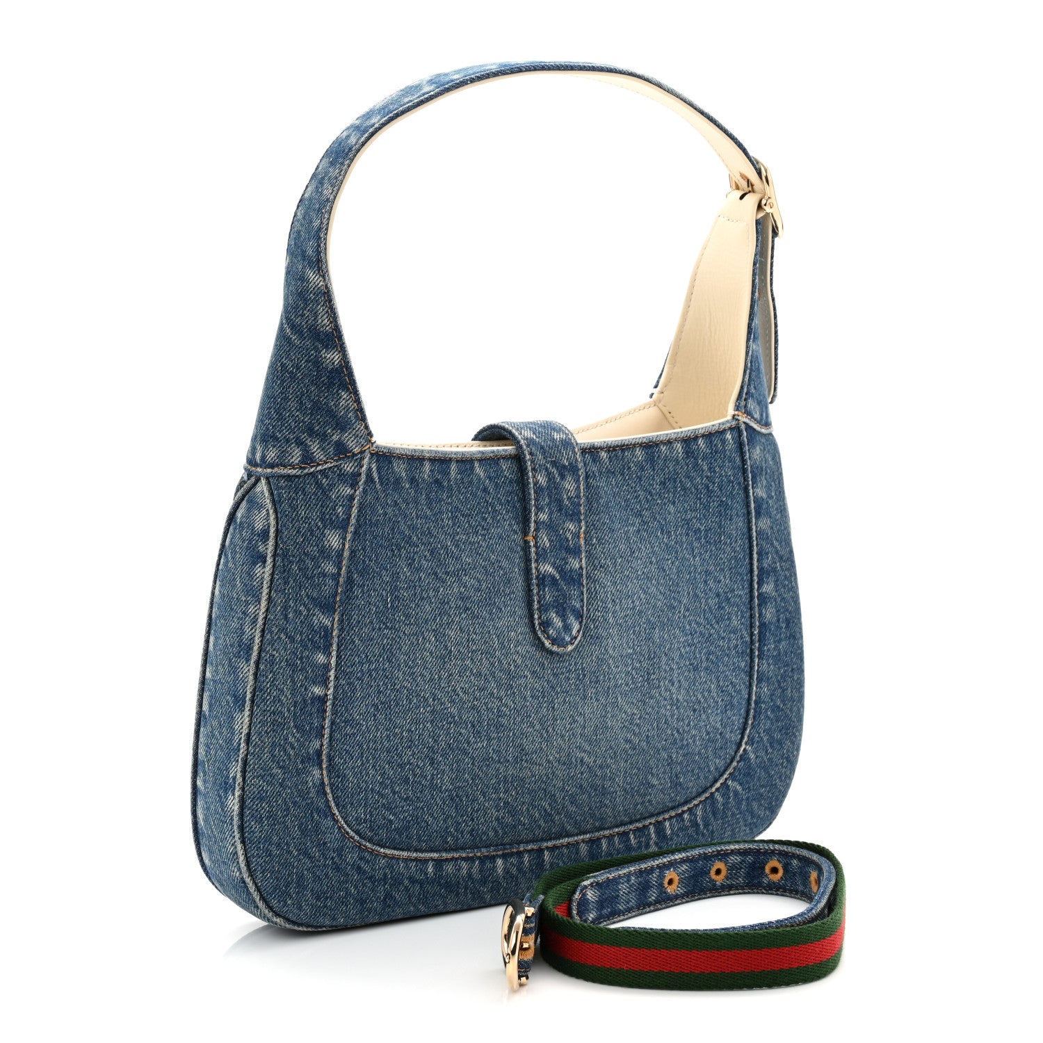 Gucci Denim Small Jackie Shoulder Bag Blue Denim 3 of 10