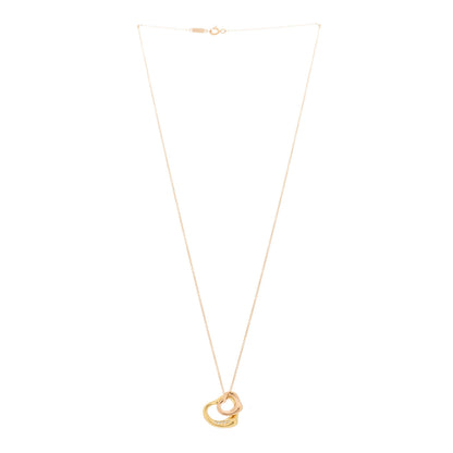 Tiffany 18K Rose Yellow Gold Diamond Elsa Peretti Two Open Heart Pendant Necklace 3 of 6