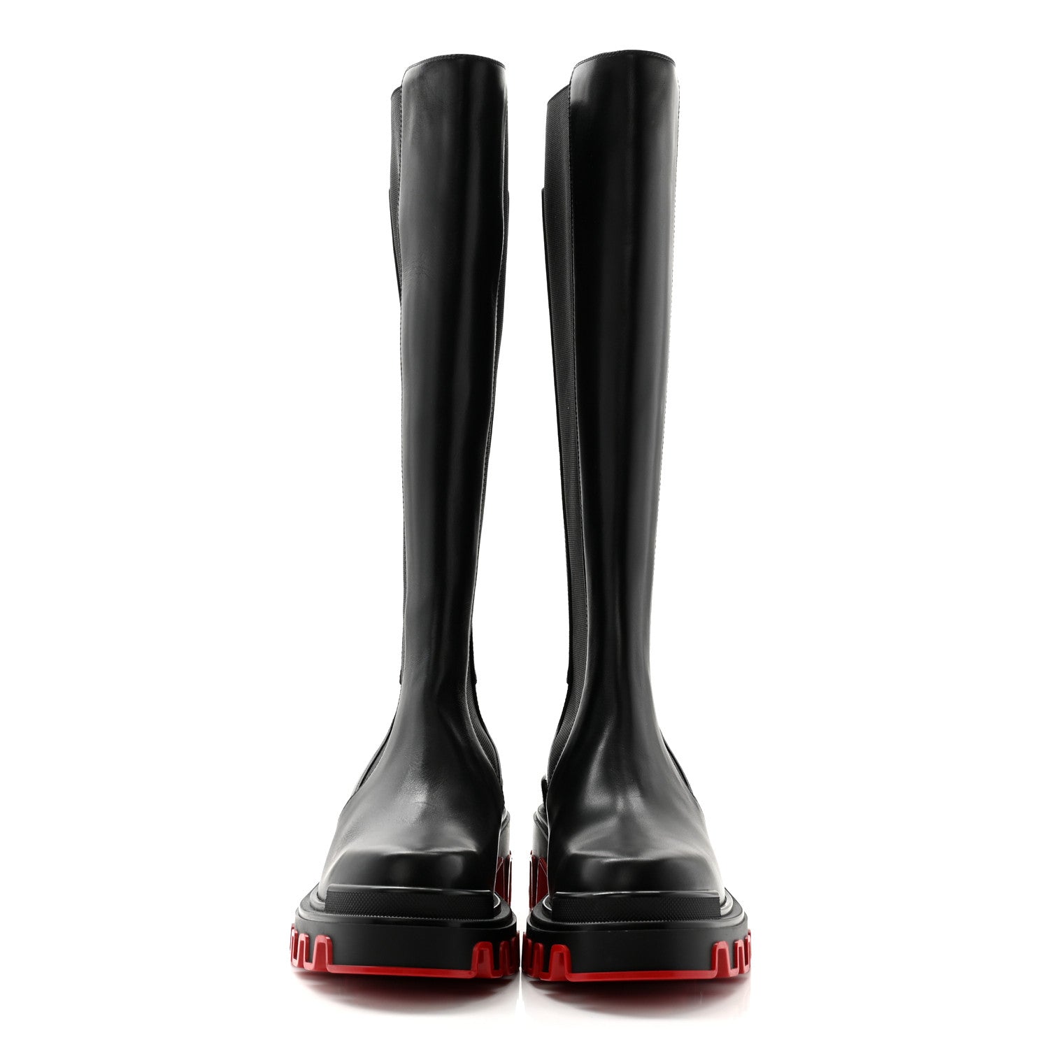 Christian Louboutin Calfskin Marchacroche Dune Knee High Boots 39.5 Black 2 of 7