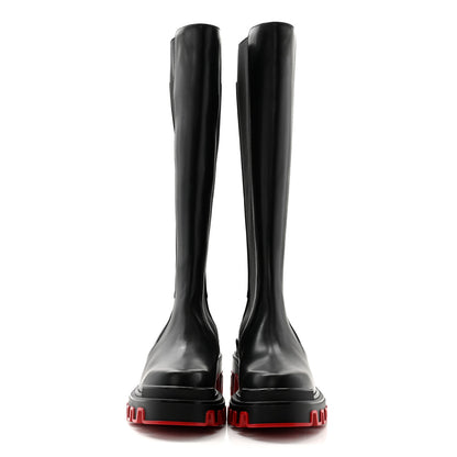 Christian Louboutin Calfskin Marchacroche Dune Knee High Boots 39.5 Black 2 of 7