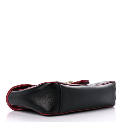 Gucci Vintage Effect Calfskin Matelasse Diagonal Small Torchon GG Marmont Shoulder Bag Black Romantic Cherry 4 of 12
