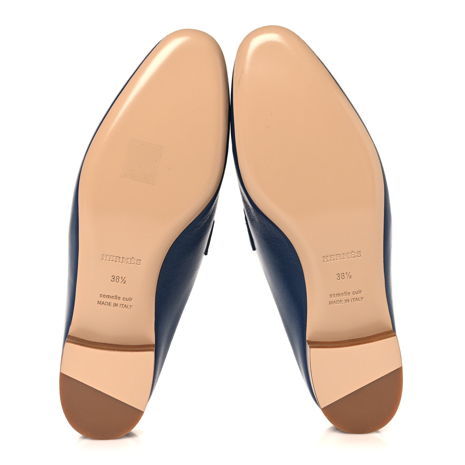 Hermes Goatskin Rivoli Mules 38.5 Bleu Maritime 6 of 10