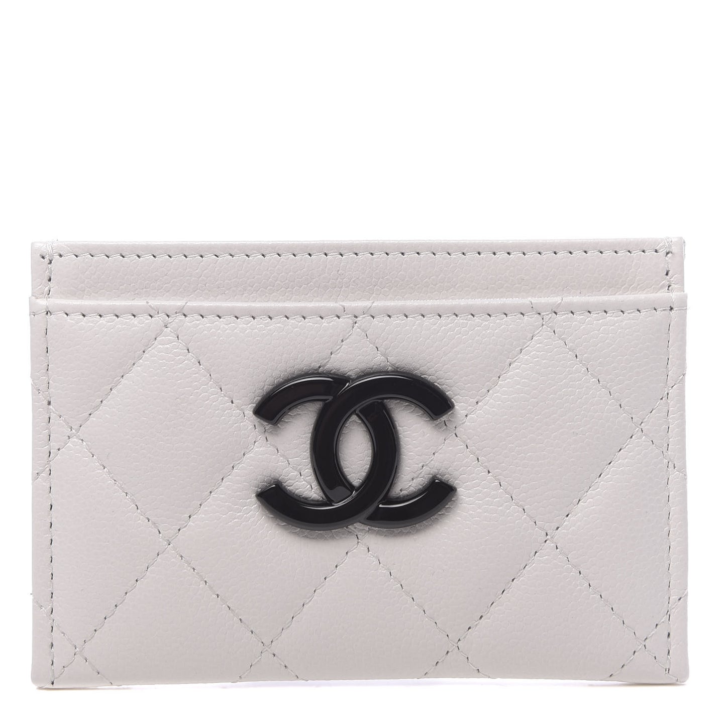 Caviar Quilted My Everything Card Holder White Black