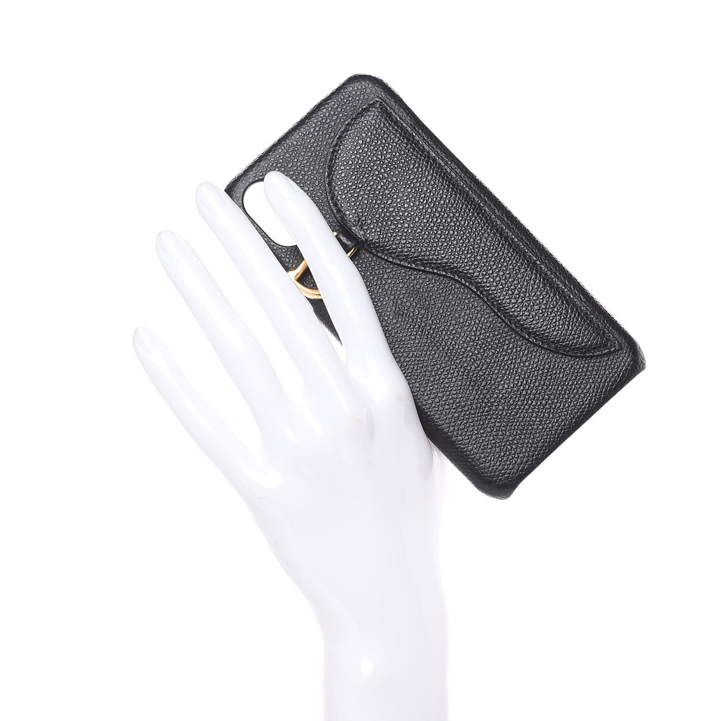 Grained Calfskin Saddle iPhone X Case Black