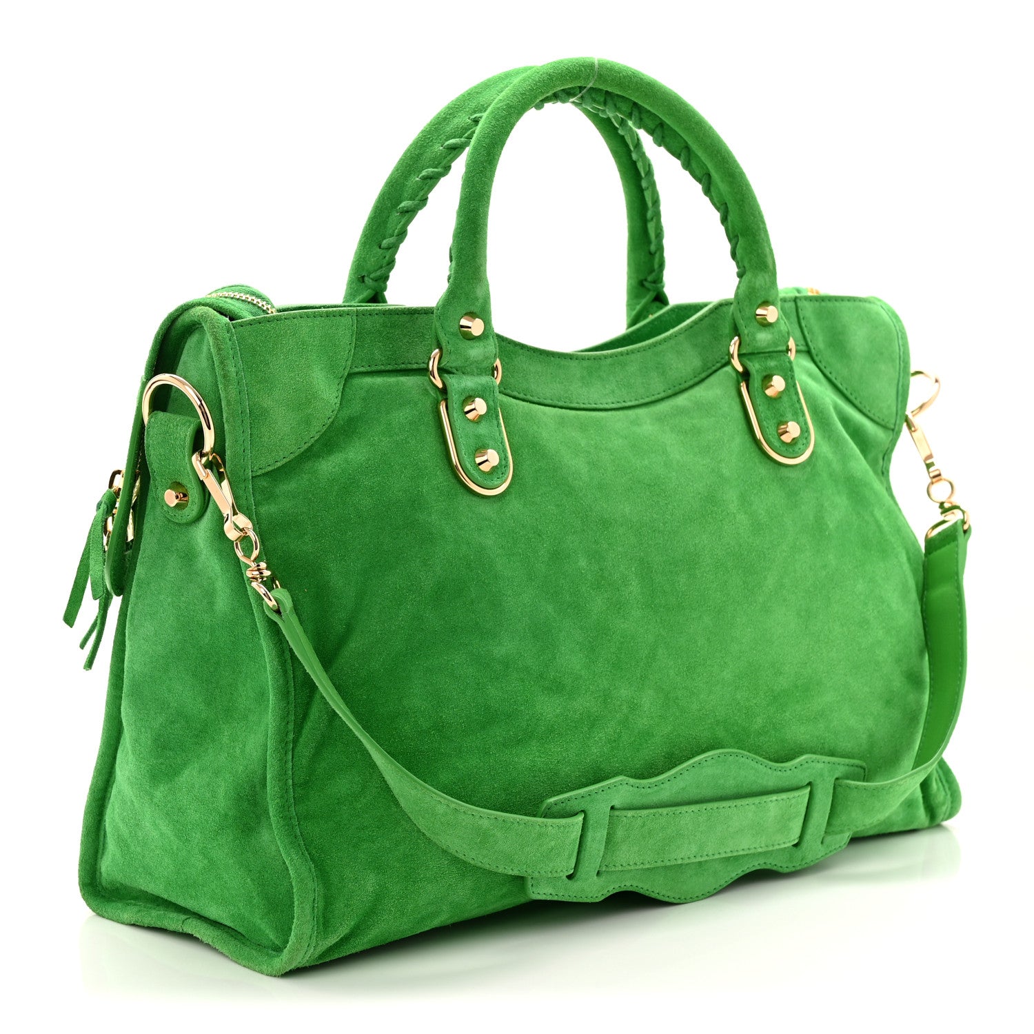 Balenciaga Suede Gold Metallic Edge Hardware City Vert Fluo 3 of 10