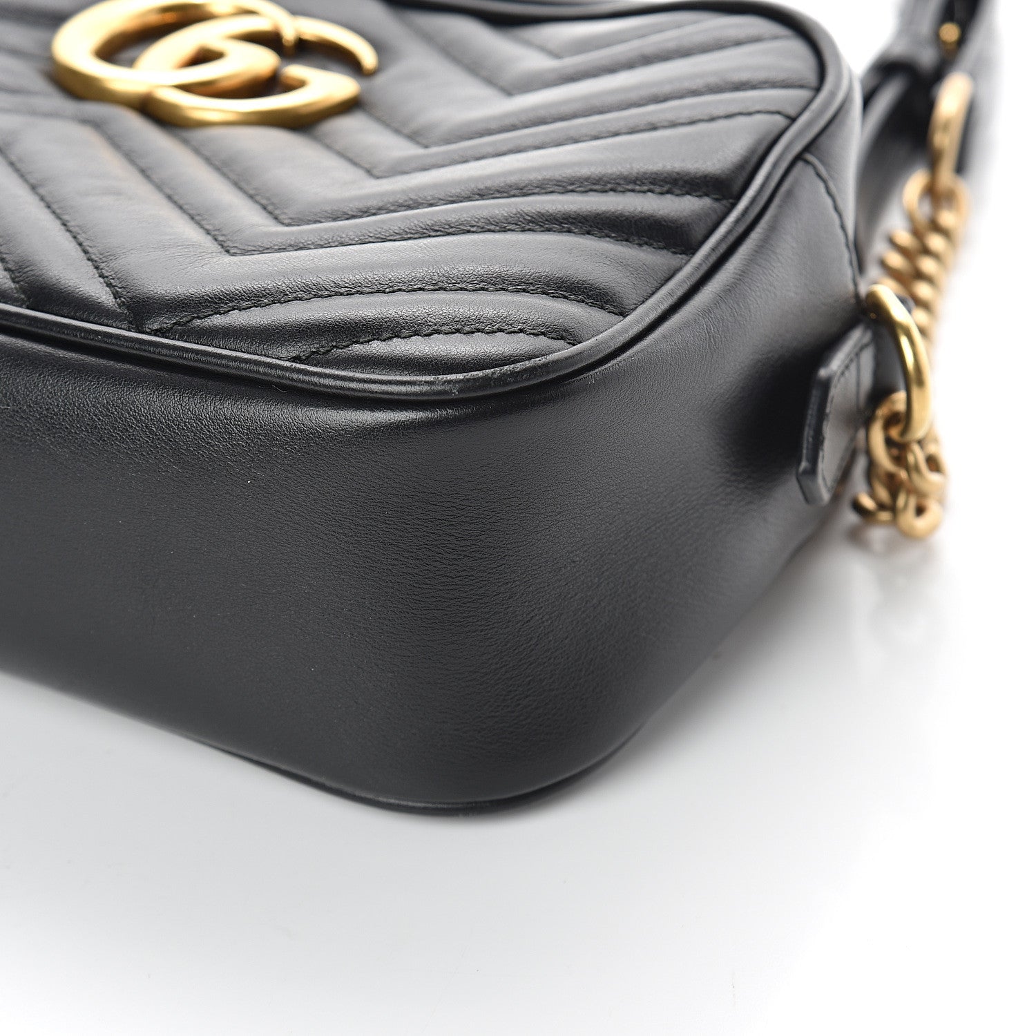 Gucci Calfskin Matelasse Small GG Marmont Chain Shoulder Bag Black 8 of 8
