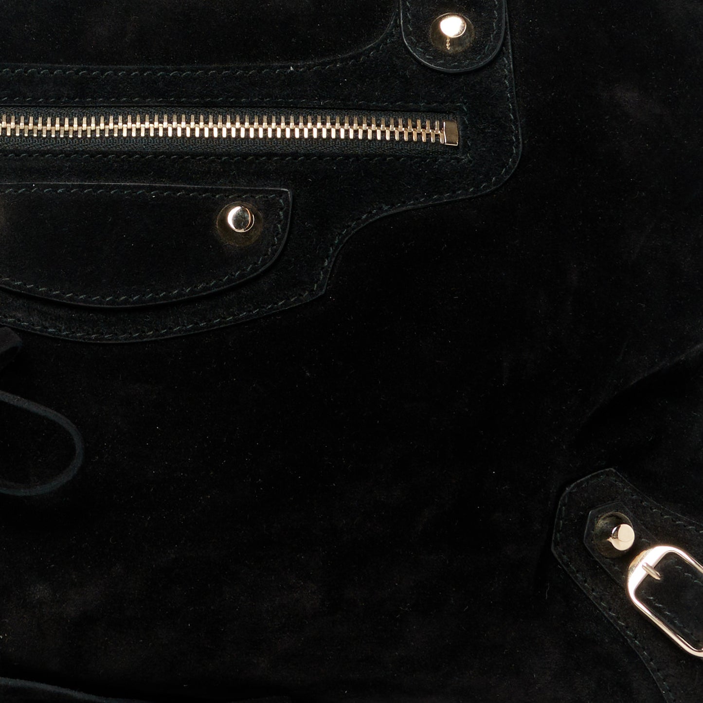 Baby Daim Suede Classic Silver Hardware City Black
