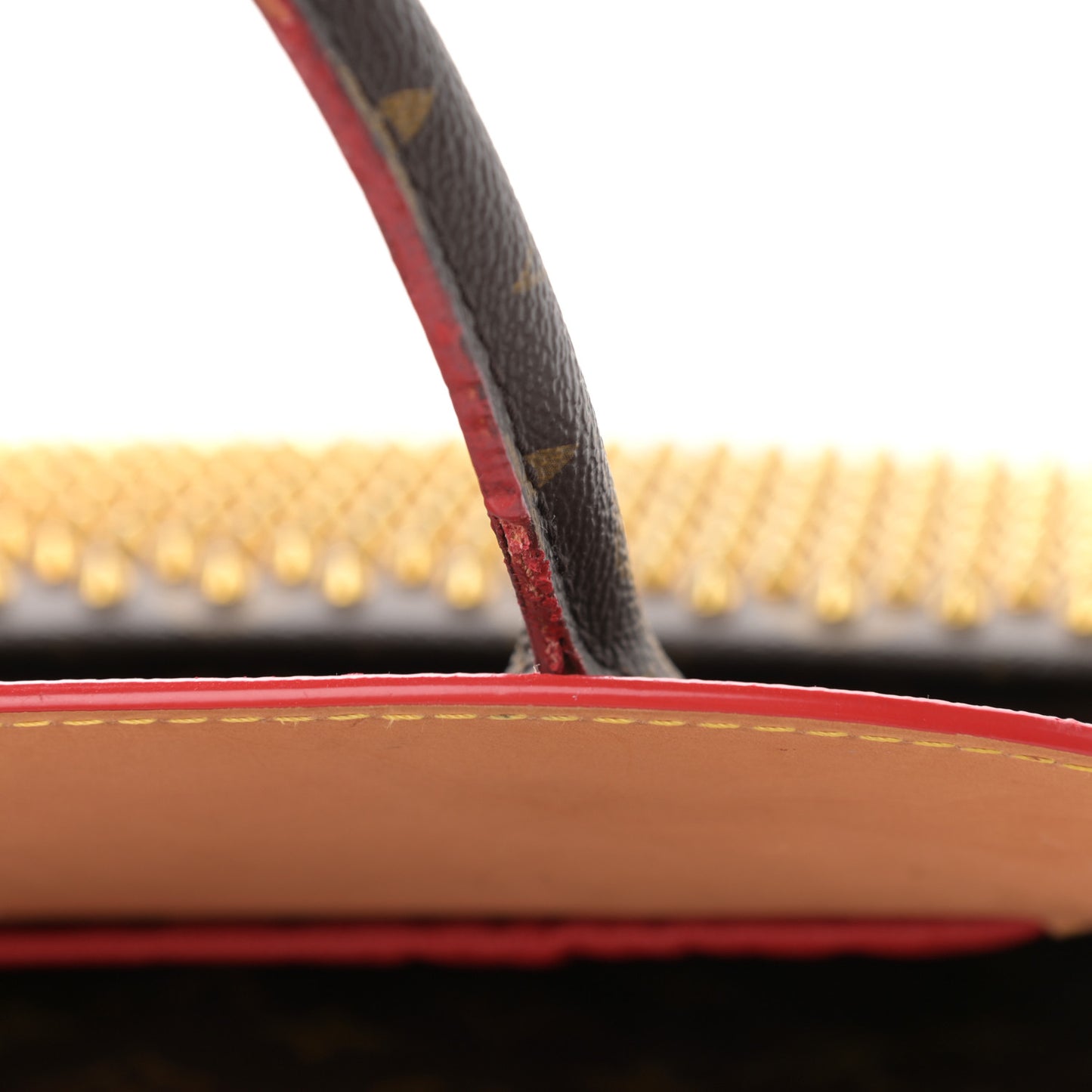 Monogram Calf Hair Spikes Iconoclasts Christian Louboutin Tote Red