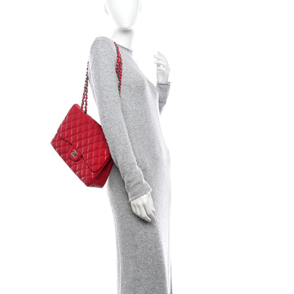 Chanel Lambskin Quilted Jumbo Single Flap Red 2 of 12