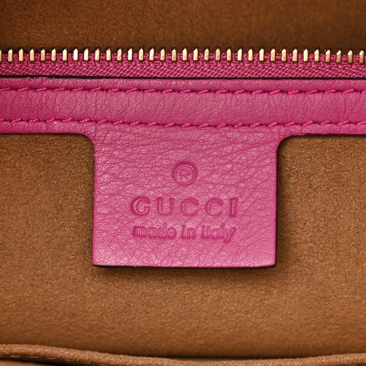 Gucci GG Supreme Monogram Moon Calfskin Small Zip Top Tote Beige Ebony Hibiscus Red New Rosette 6 of 14