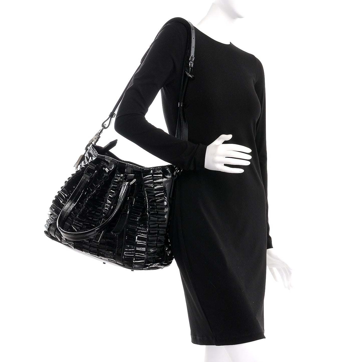 Patent Ruffled Medium Lowry Black