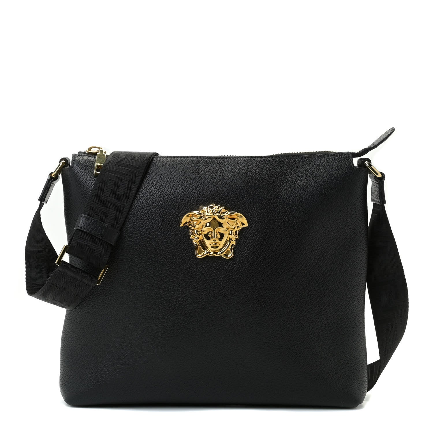 Versace Grained Calfskin Medusa Messenger Bag Black 1 of 16
