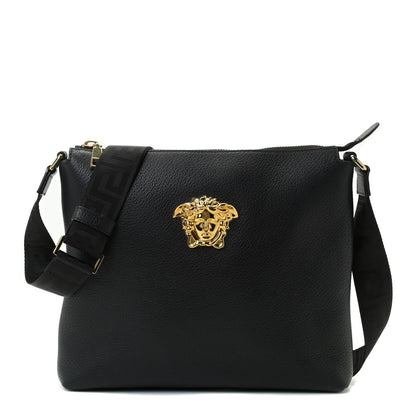 Versace Grained Calfskin Medusa Messenger Bag Black 1 of 16