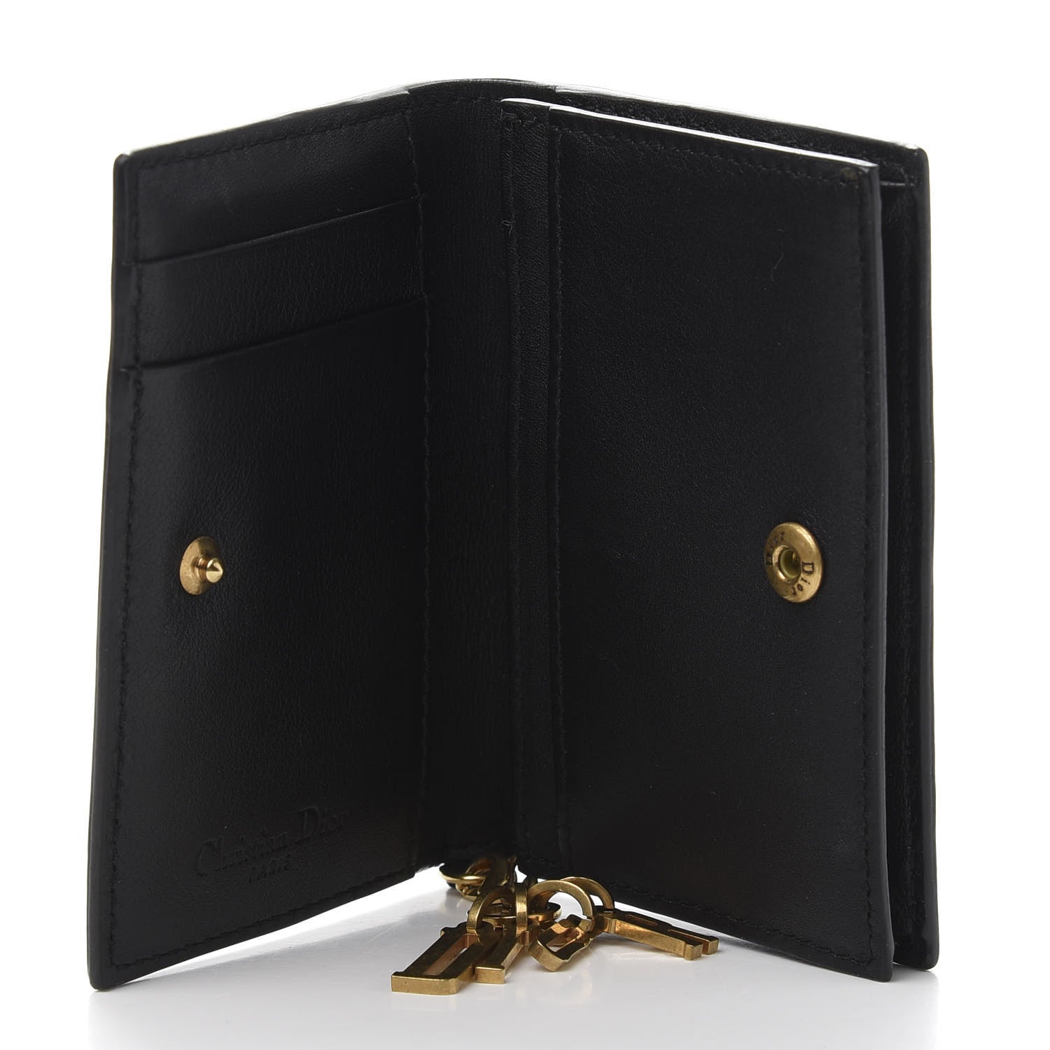 Christian Dior Lambskin Cannage Studded Lady Dior Card Holder Black 5 of 11