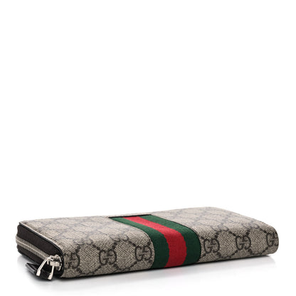Gucci GG Supreme Monogram Web Zip Around Wallet Beige Cocoa 4 of 9