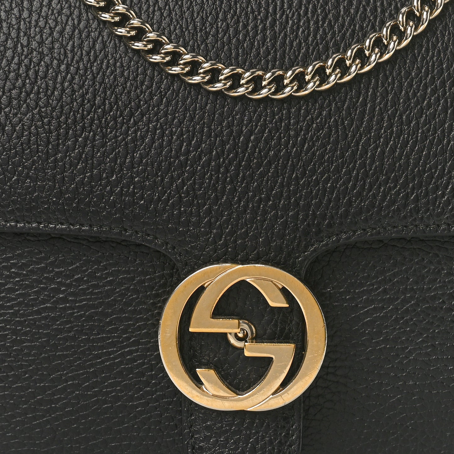 Dollar Calfskin Interlocking G Shoulder Bag Black