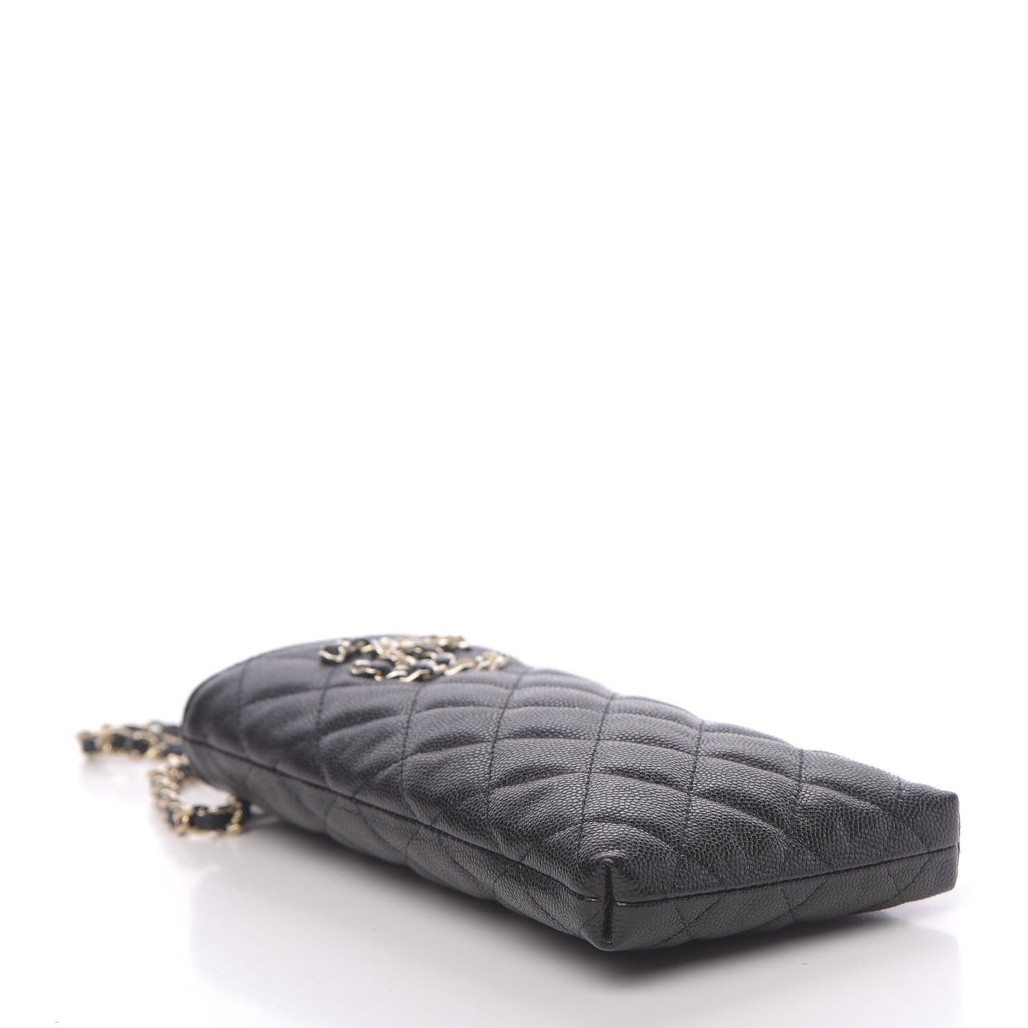 Caviar Quilted French New Wave Phone Holder With Chain Black