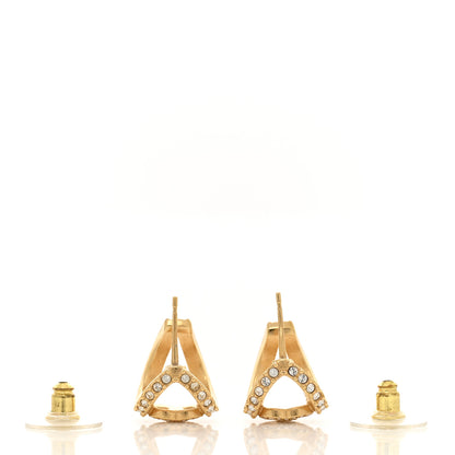 Chanel Crystal Strass CC Double Hoop Earrings Gold 3 of 5
