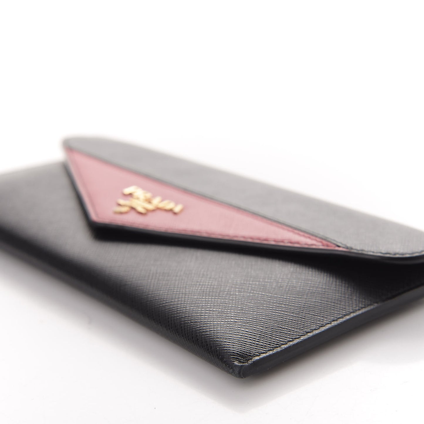 Saffiano Bi-Color Envelope Wallet Black Fuoco